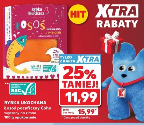 Łosoś pacyficzny Coho wędzony na zimno Rybka Ukochana promocja w Kaufland
