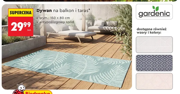 Dywan na balkon i taras Gardenic 150x80cm promocja w Biedronka
