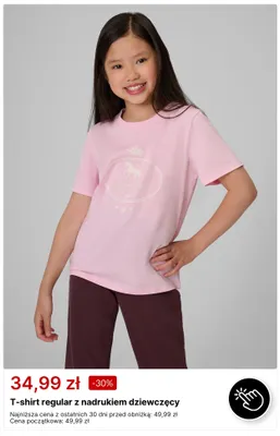 T-shirt regular z nadrukiem dziewczęcy 4F promocja w 4F
