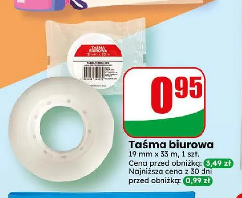 Taśma biurowa 19mmx33 m promocja w Dino