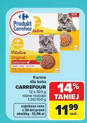 Karma dla kota Carrefour Vitalive Original Selection 12-pak promocja w Carrefour