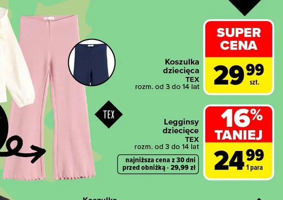 Legginsy dziecięce TEX promocja w Carrefour