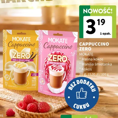 Kawa rozpuszczalna Cappuccino Mokate Zero Kokos promocja w Intermarche