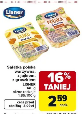 Sałatka polska warzywna, z jajkiem, z groszkiem promocja w Carrefour