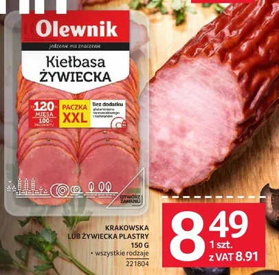 Kiełbasa żywiecka krakowska lub żywiecka plastry 150 g promocja w Selgros