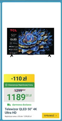 Telewizor QLED TCL 50" 4K Ultra HD promocja w ERLI