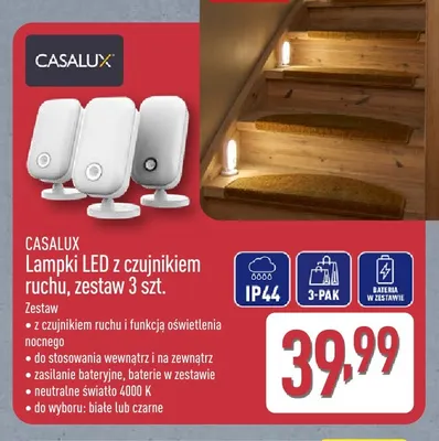 Lampki LED z czujnikiem ruchu zestaw 3 szt. Casalux promocja w Aldi