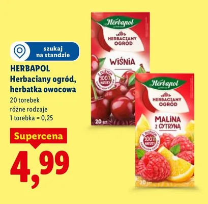 Herbaciany ogród, herbatka owocowa różne rodzaje promocja w Lidl