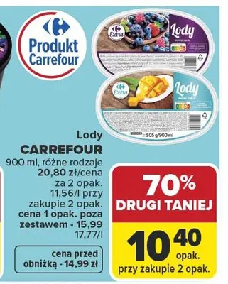 Lody Carrefour Extra owoce leśne promocja w Carrefour