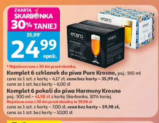 Komplet 6 pokali do piwa Harmony Krosno 500ml promocja w Auchan