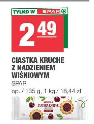 Ciastka kruche z nadzieniem wiśniowym SPAR promocja w SPAR