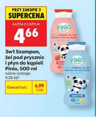 3w1 Szampon żel pod prysznic i płyn do kąpieli Pinio Truskawkowy promocja w Biedronka