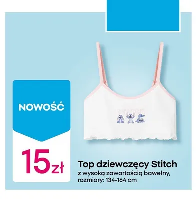 Top dziewczęcy Disney Stitch promocja w Pepco