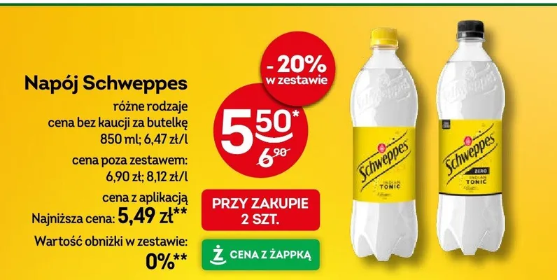 Napój Schweppes różne rodzaje promocja w Żabka