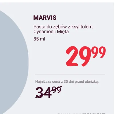 Pasta do zębów z ksylitolem, Cynamon i Mięta promocja w Rossmann