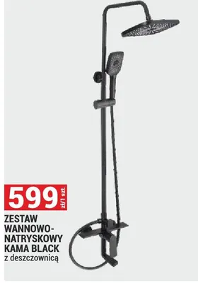 Zestaw wannowo-natryskowy Kama Black z deszczownicą promocja w Merkury Market