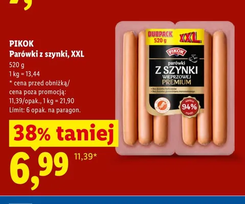 Parówki z szynki XXL Pikok promocja w Lidl