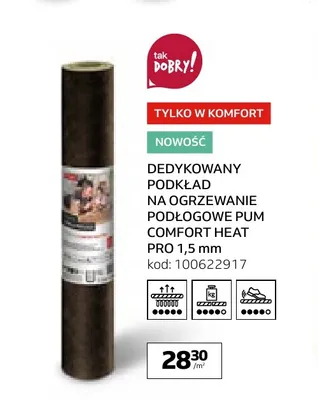 Dedykowany podkład na ogrzewanie podłogowe Pum Comfort Heat Pro 1,5 mm promocja w Komfort