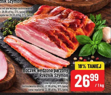 Boczek wędzono parzony Rzeźnik Szymon promocja w POLOmarket