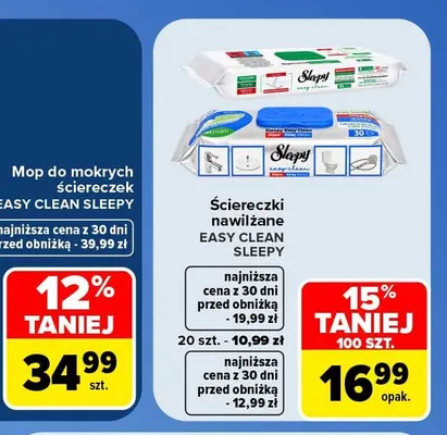 Ściereczki nawilżane Easy Clean Sleepy 100 szt. promocja w Carrefour
