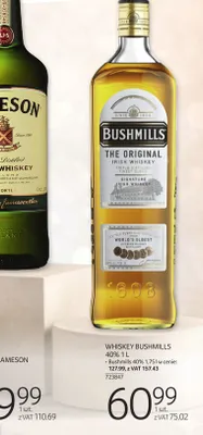 Whiskey Bushmills 40% 1 L promocja w Selgros