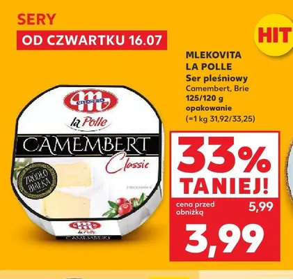Ser pleśniowy Camembert Mlekovita La Polle promocja w Kaufland