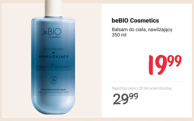 Balsam do ciała nawilżający beBIO Cosmetics promocja w Rossmann