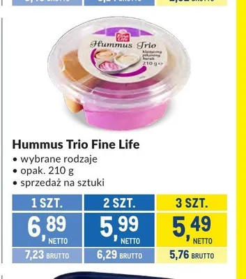 Hummus Trio Fine Life promocja w Makro