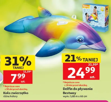 Delfin dmuchany do pływania Bestway 1,68 m x 66 cm promocja w Auchan
