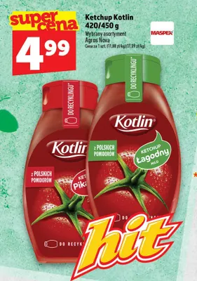 Ketchup łagodny Kotlin promocja w TOPAZ