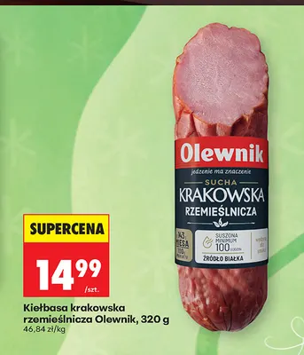 Kiełbasa krakowska rzemieślnicza Olewnik promocja w Biedronka