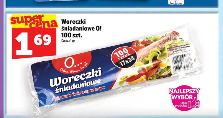 Woreczki śniadaniowe O! 100szt. promocja w TOPAZ