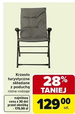 Krzesło turystyczne składane z poduchą promocja w Carrefour