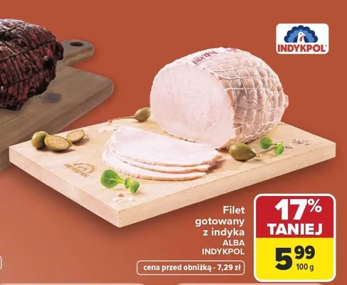 Filet gotowany z indyka Alba Indykpol promocja w Carrefour