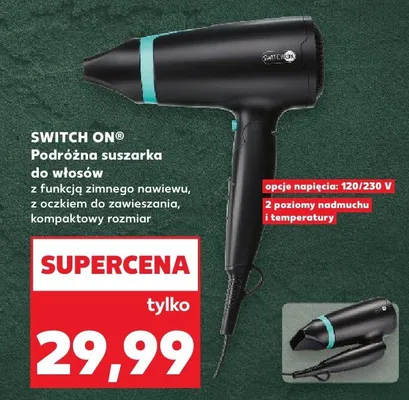 Podróżna suszarka do włosów z funkcją zimnego nawiewu, z oczkiem do zawieszania, kompaktowy rozmiar promocja w Kaufland