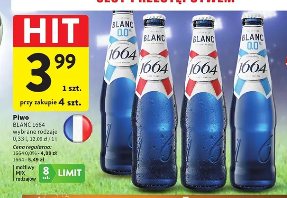 Piwo bezalkoholowe Blanc 1664 promocja w Intermarche