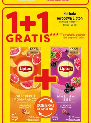 Herbata owocowa Lipton malina i bez promocja w POLOmarket