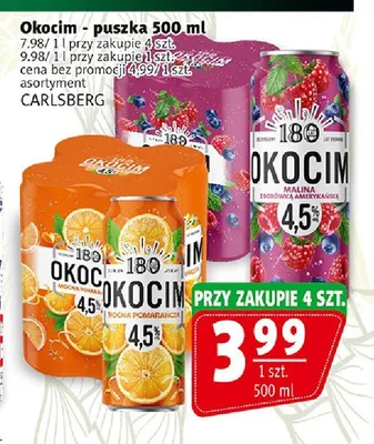 Piwo Okocim Malina z Borówką Amerykańską promocja w Prim Market