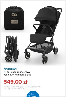 Wózek spacerowy kabinowy Nebo Midnight Black Kinderkraft promocja w Smyk