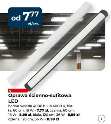 Oprawa ścienno-sufitowa LED biała 120 cm promocja w PSB Mrówka