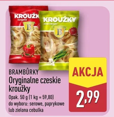 Oryginalne czeskie kroużky do wyboru: serowe, paprykowe lub zielona cebulka promocja w Aldi