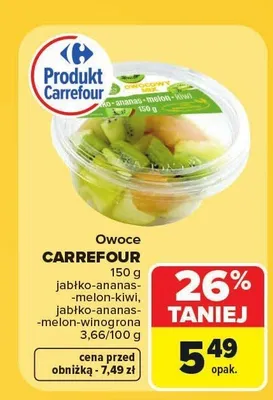 Owoce jabłko-ananas-melon-winogrona Carrefour promocja w Carrefour