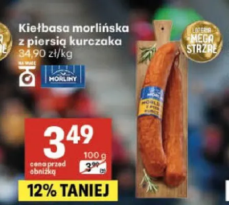 Kiełbasa morlińska z piersią kurczaka Morliny promocja w Delikatesy Centrum