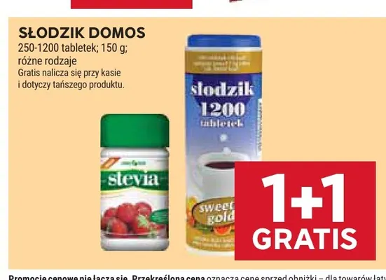 Słodzik stevia Domos promocja w Stokrotka