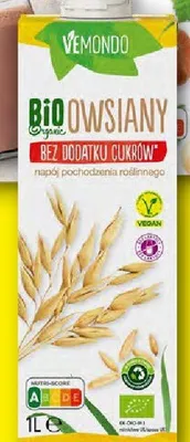 Napój bio owsiany bez dodatku cukrów promocja w Lidl