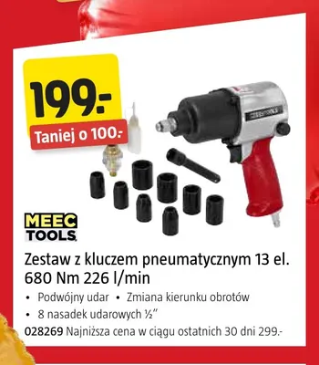 Zestaw z kluczem pneumatycznym 13 el. Meec Tools promocja w Jula