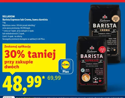 Kawa Barista Espresso lub Crema ziarnista promocja w Lidl