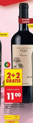 Wino Tejo Reserva Tinto 2+2 GRATIS promocja w Biedronka