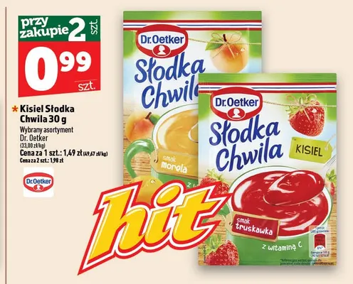 Kisiel Słodka Chwila smak truskawka Dr. Oetker promocja w TOPAZ