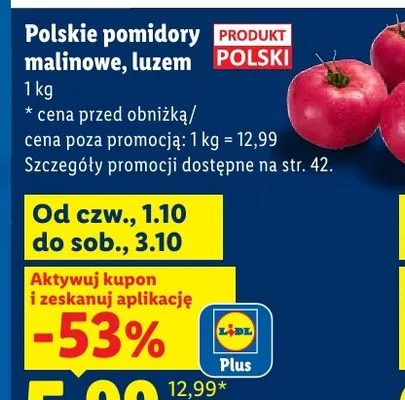 Pomidory malinowe polskie luzem promocja w Lidl